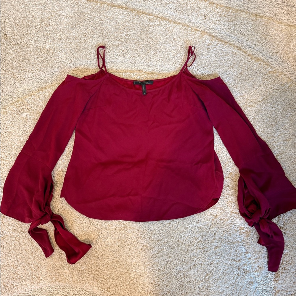 BCBG Women's Burgundy Off-Shoulder Top